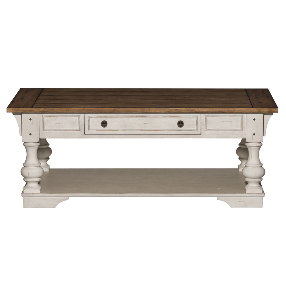 Morgan Creek - Cocktail Table - Antique White / Wirebrushed Tobacco Accents