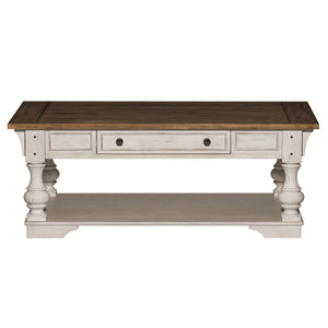 Morgan Creek - Cocktail Table - Antique White / Wirebrushed Tobacco Accents