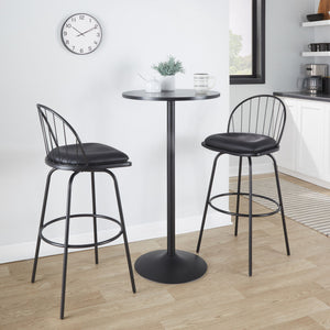Riley - Claire Farmhouse Fixed Height Barstool With Swivel With Round Footrest (Set of 2)