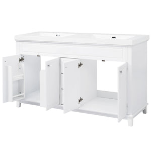 Bathroom Vanity With Double Sinks, 3 Drawers & 4 Doors - White
