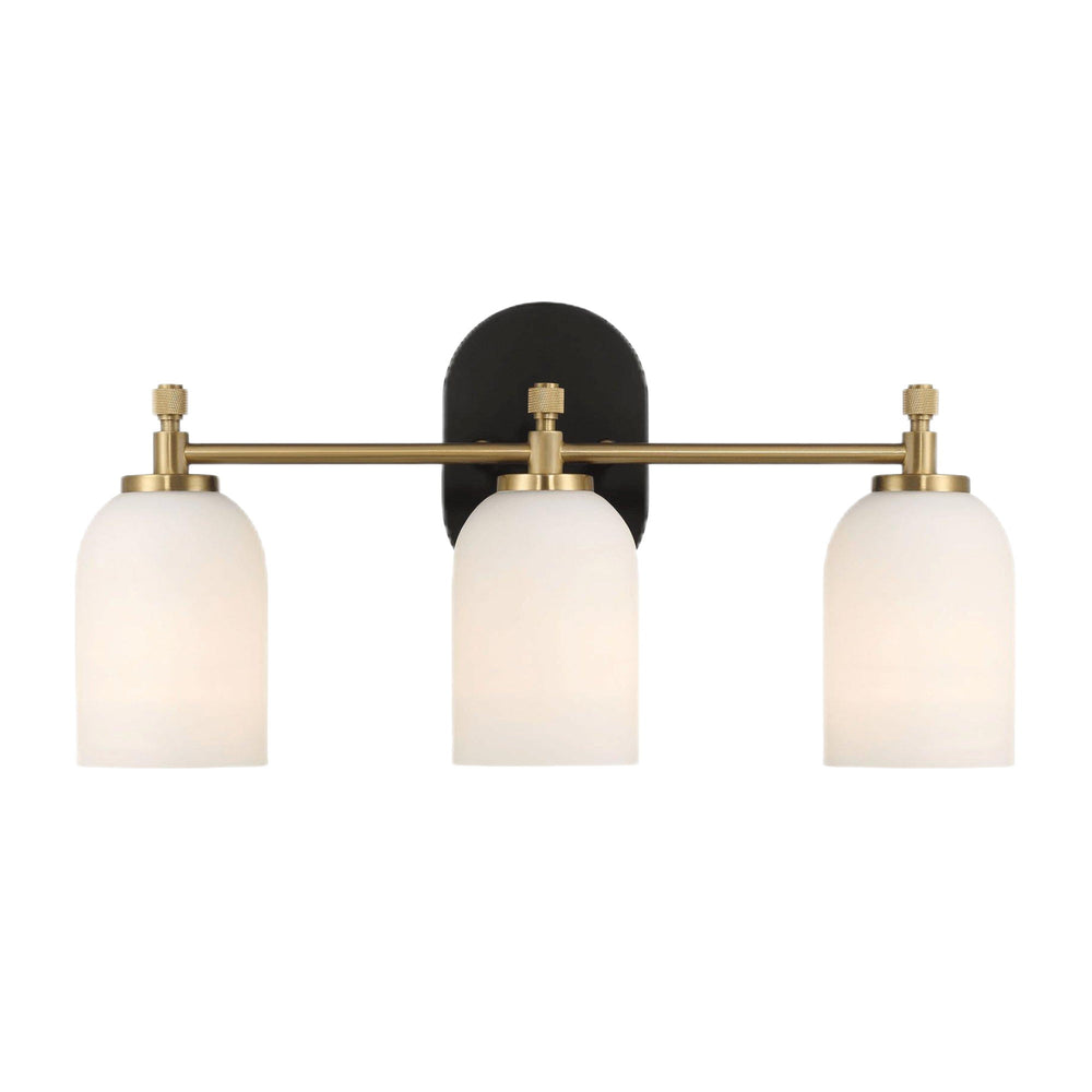Meadows - 3 Lights Vanity Brush Bathroom Wall Light For Bathroom Over Mirror - Black / Gold / White