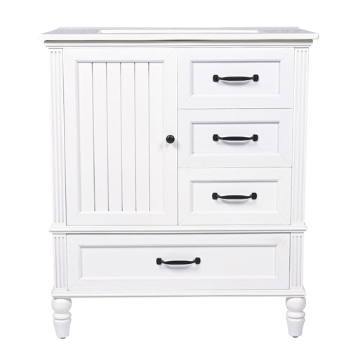 30" Bathroom Vanity With Sink, 3 Drawers, Adjustable Feet