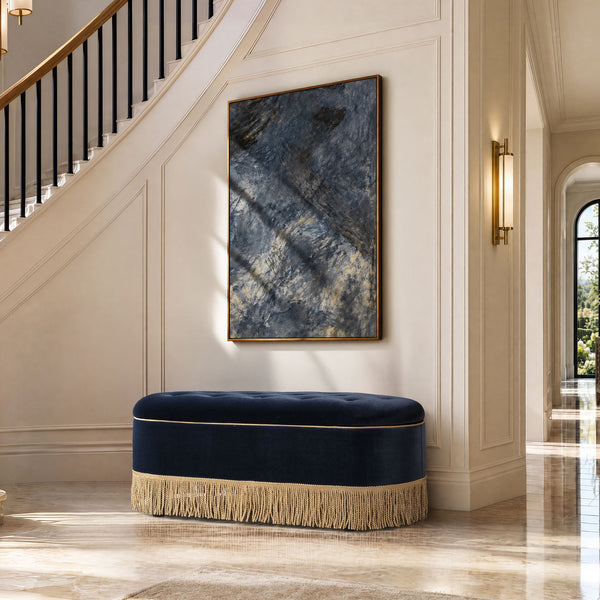 Melinda - Oval Tufted Bullion Fringe Storage Bench
