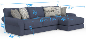 Cape May - Sofa Chaise With Comfort Coil Seating And 5 Accent Pillows Included