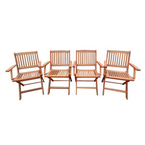 Foldable Patio Dining Set With 4 Folding Chairs For Indoor And Outdoor Use - Teak