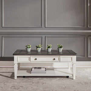 Allyson Park - 3 Piece Table Set - Wirebrushed White / Charcoal