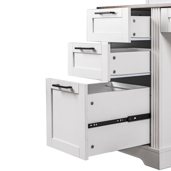 Office Desk With Charging Station & Storage Cabinet