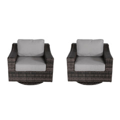 Outdoor Swivel Patio Chair With Cushions (Set of 2) - Brown