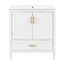Elegant Fluted Bathroom Vanity With Sink, Soft Close Doors & Drawer
