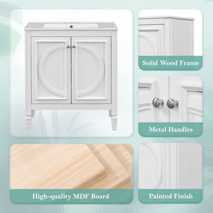 Double Sink Bathroom Vanity Set With Wall Mount Mirror Cabinet