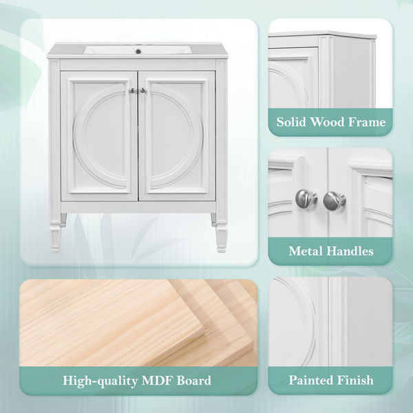 Double Sink Bathroom Vanity Set With Wall Mount Mirror Cabinet