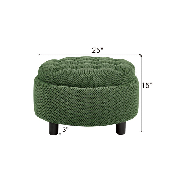 Storage Round Footstool Table Ottoman