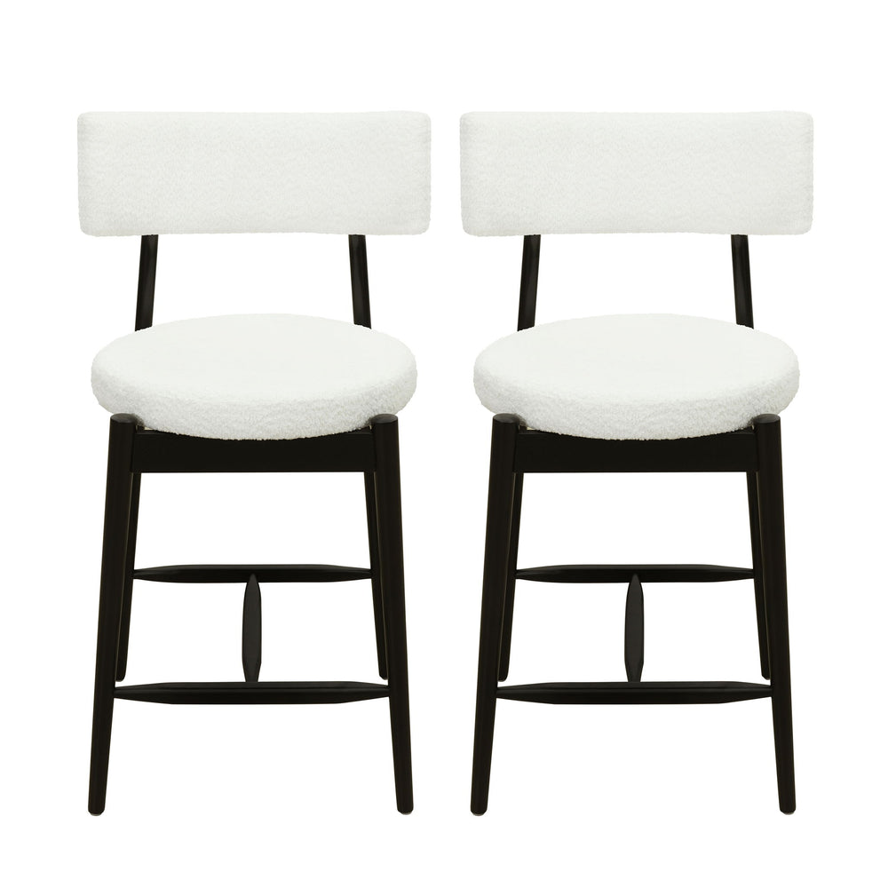 Mid Century Modern Counter Stools, Fabric Upholstered Chairs