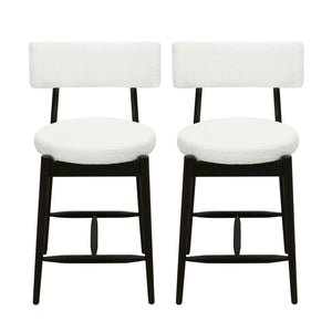 Mid Century Modern Counter Stools, Fabric Upholstered Chairs