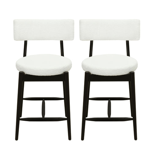 Mid Century Modern Counter Stools, Fabric Upholstered Chairs