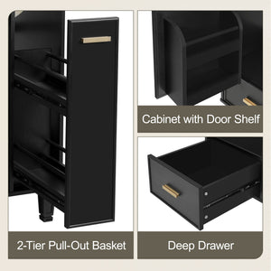 Bathroom Vanity With Sink, Deep Drawer And Pull Out Basket, Rectangular Design - Black