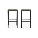 Outdoor Bar Stool With Slat Design And Metal Frame (Set of 2)