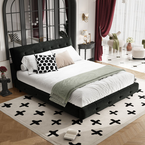 Tufted Headboard With Extra-Large Ultra-Soft Cloud Pillow Design