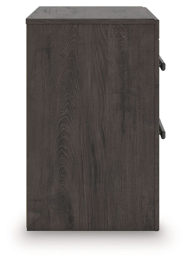 Prendonea - Two Drawer Night Stand - Charcoal