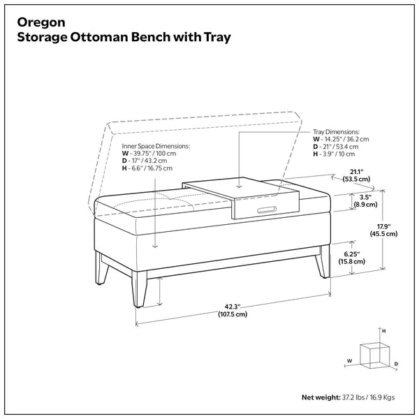 Oregon - Contemporary Storage Ottoman Bench With Tray