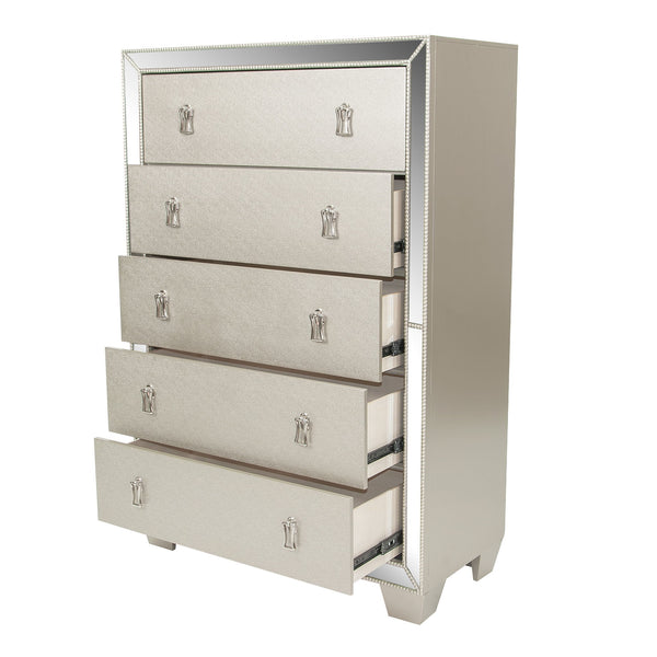 5 Drawer Chest Bedroom Furniture - Silver