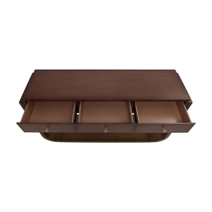 Console Table With 3 Drawers, Display Shelf, Curved Legs - Walnut