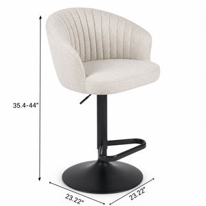 Adjustable Swivel Bar Stool With Upholstered Seat - Beige