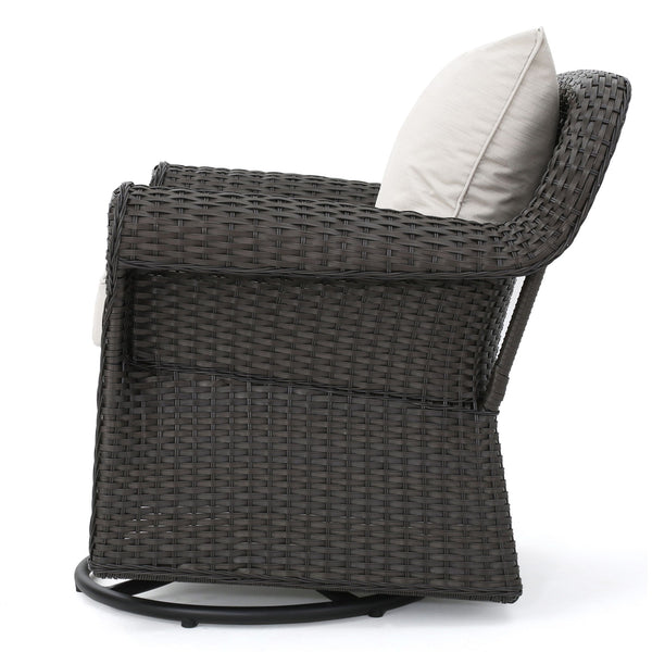 Amaya - Outdoor Swivel Rocker Chair With Water Resistant Cushions - Brown / Beige