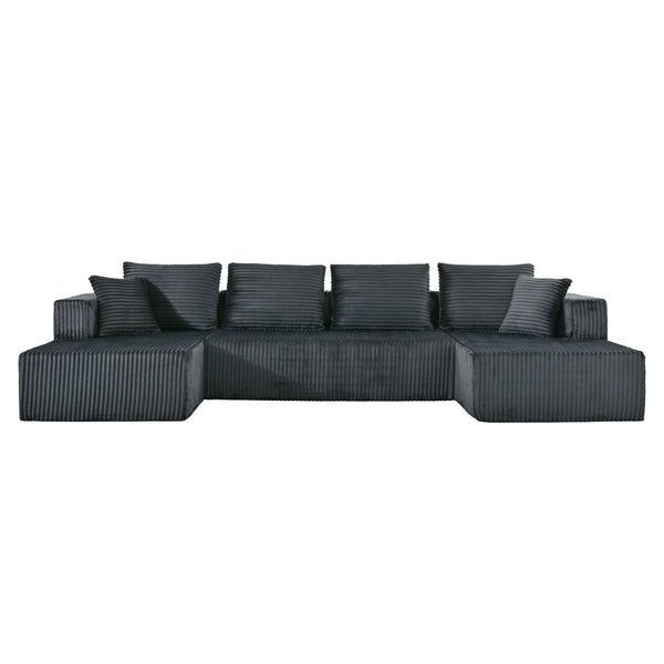 U-Shaped Modular Sectional Sofa With Double Chaise, Oversized Deep Seat For Living Room