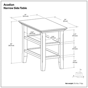 Acadian - Narrow Side Table, Handcrafted