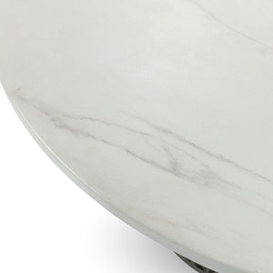 Caspia - 47" Outdoor Round Dining Table - Snowdrift White / Black