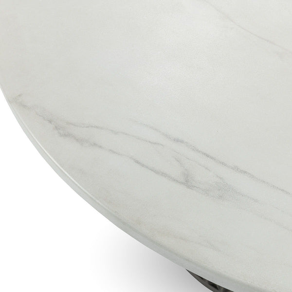 Caspia - 47" Outdoor Round Dining Table - Snowdrift White / Black