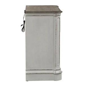 Magnolia Manor - 3 Drawer Bedside Chest With Charging Station - Antique White