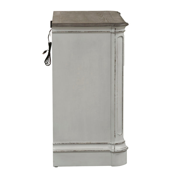 Magnolia Manor - 3 Drawer Bedside Chest With Charging Station - Antique White