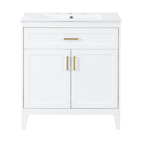 Bathroom Vanity With Sink Top, Adjustable Shelf, Door Organizers
