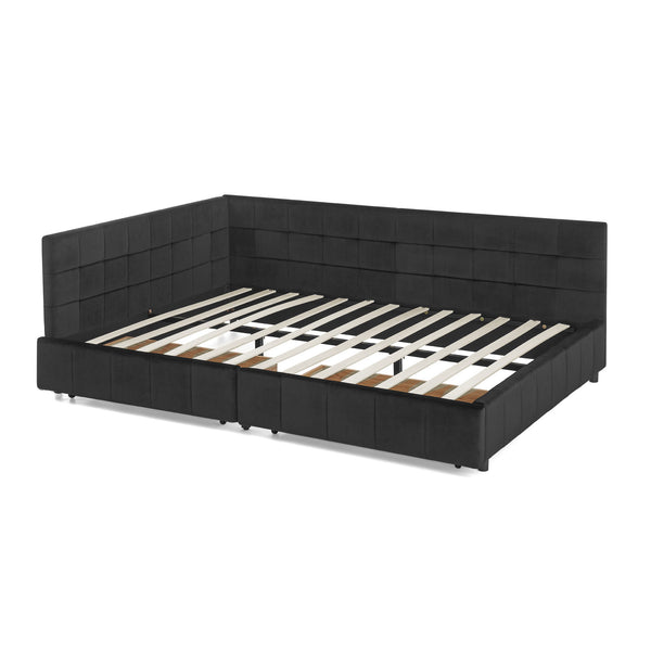 Storage Elegant Upholstered Tufted Bed Frame With Backrest And Armrests