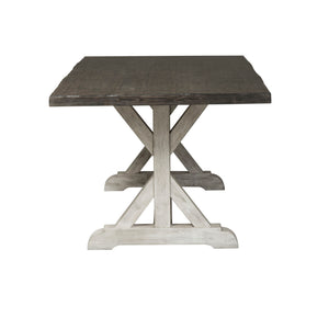 Willowrun - Trestle Table - Rustic White / Weathered Gray Top