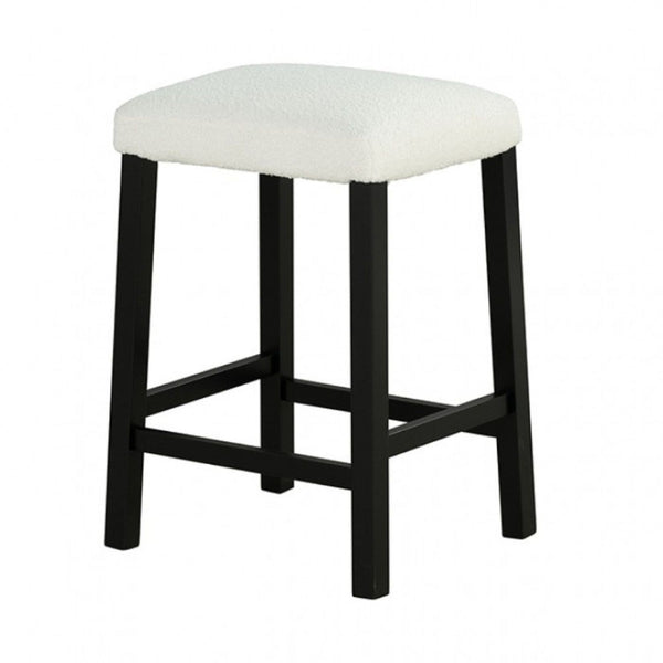 Dining Table Set With Storage Shelves, 3 Piece With 2 Stools - Black / Ivory / White