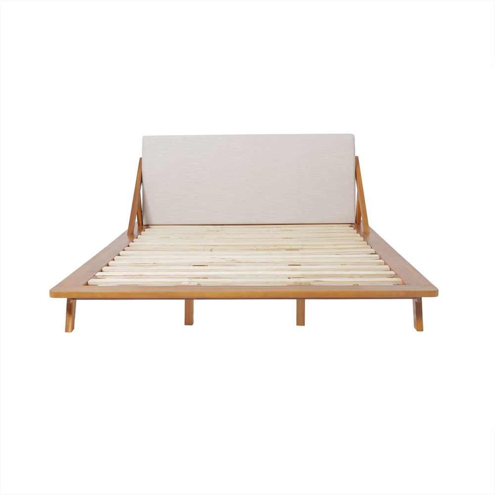 Okioki - Charleston Fabric Upholstered Acacia Wood Bed