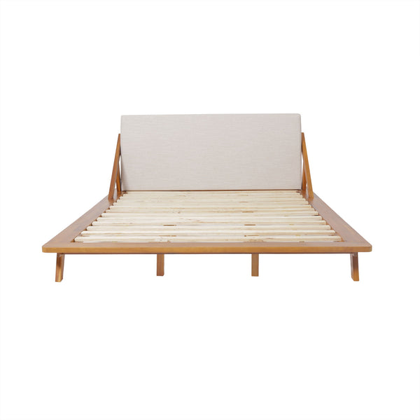 Okioki - Charleston Fabric Upholstered Acacia Wood Bed