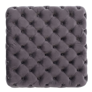 Modern Glam Ottoman With Upholstery And Button Tufted Design