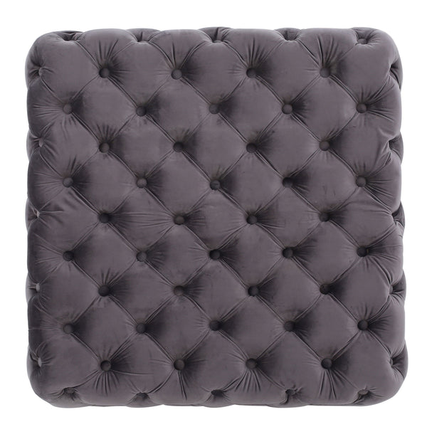 Modern Glam Ottoman With Upholstery And Button Tufted Design