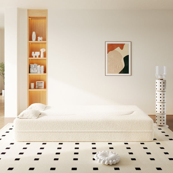 Modern Floor Sofa With 2 Pillows, Twin Size For Living Room