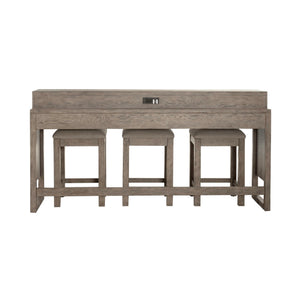 Bartlett Field - 4 Piece Living Room Set (Console Bar Table & 3 Console Stools) - Dusty Taupe