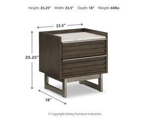 Arkenton - Two Drawer Night Stand - Grayish Brown / White