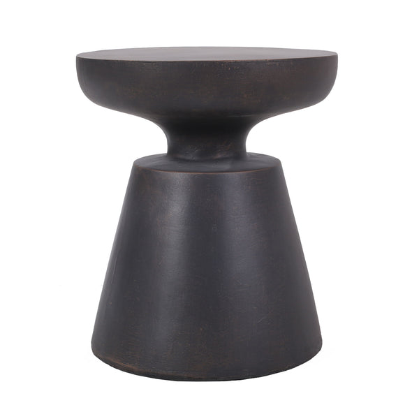 Outdoor Lightweight Concrete End Table With Half Sphere Top - Copper
