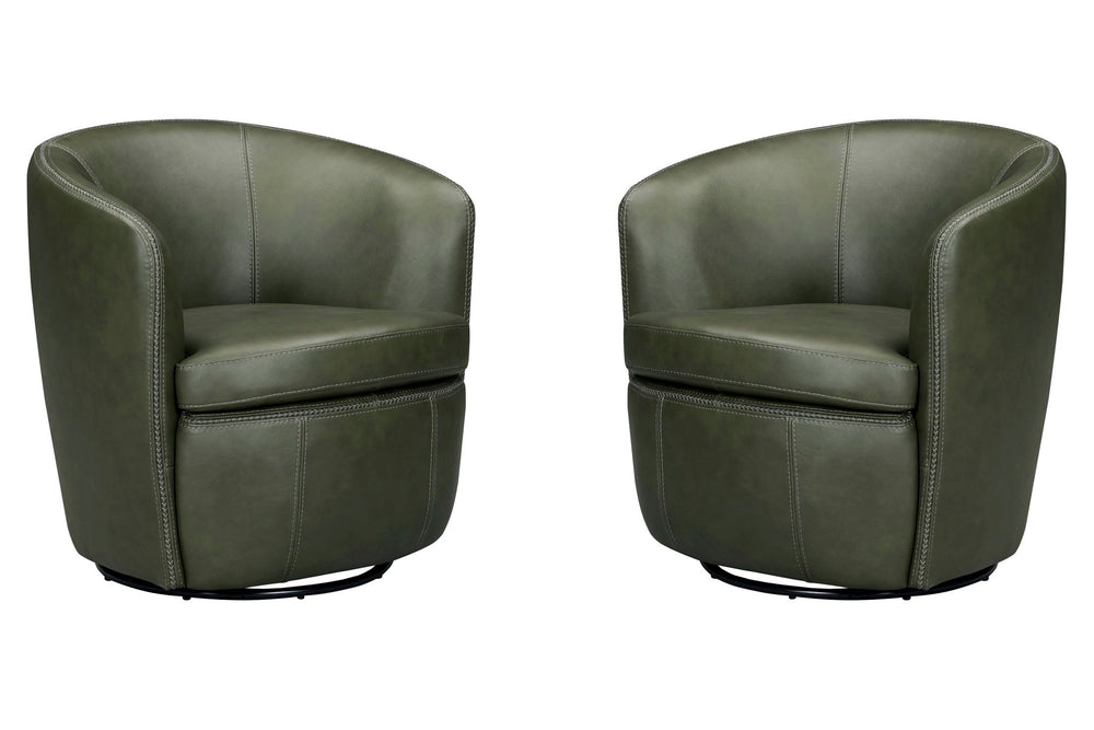 Barolo - 100% Italian Leather Swivel Club Chair (Set of 2)