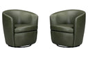 Barolo - 100% Italian Leather Swivel Club Chair (Set of 2)