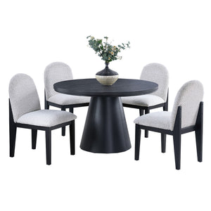 5 Piece Round Dining Set With With Chairs - Black / White