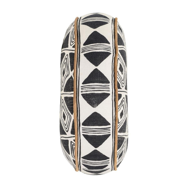 Nubia - 18" Round Pillow - Black / White
